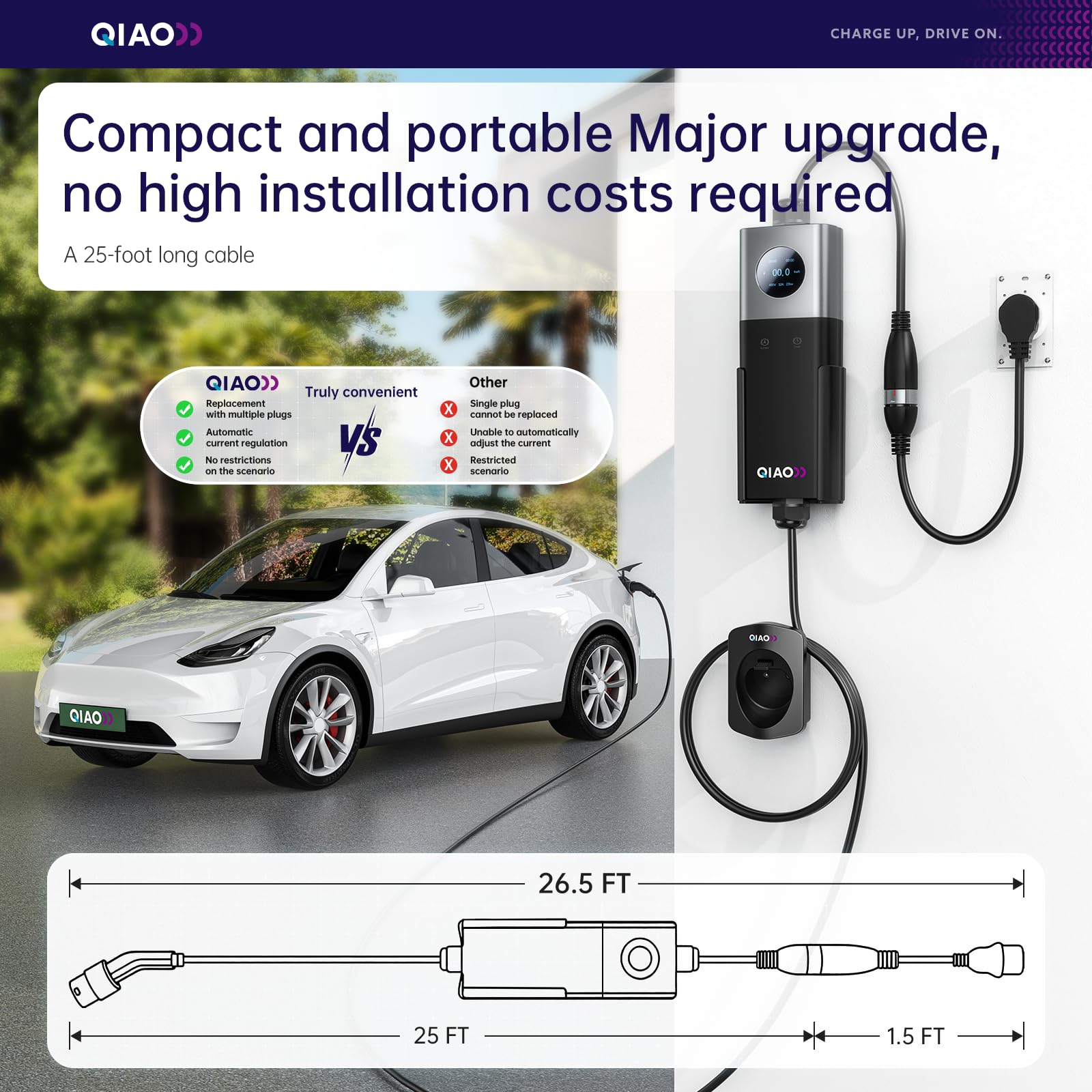 QIAO Level 2 EV Charger SAE J1 - Home Ev Charger 评论和价格